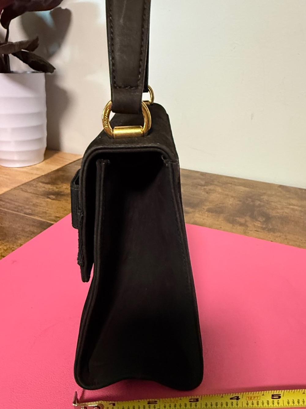 Salvatore Ferragamo Black Mini Top-Handle with Vara Bow and Gold Accent - Picture 3 of 15